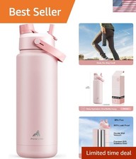 32 oz Insulated Water Bottle with Straw Lid - Perfect for Gym & School