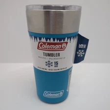 Coleman Brew Tumbler 20oz Stainless Steel Vacuum Insulated Caribbean Sea Blue