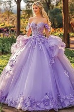 Custom Lavender Tull Simaple Princess Quinceanera Dresses Floor Length Girls