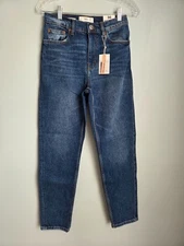 MNG by Mango Women The Mom Jeans Size 4 High Waist Ankle Dark Wash NWT