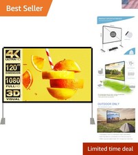 Projector Screen with Stand 120 inch 16:9 HD 4K Outdoor Indoor Projection Scr...