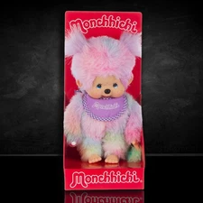 8" Large Monchhichi Doll - Girl as Tie-Dye - Authentic Monkey Plush, NWT