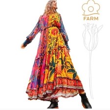 FARM RIO Mixed Prints Button Down Maxi Dress In Mix Print