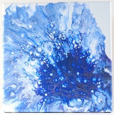 Acrylic Pour Painting On Stretched Canvas 8x8 One Of A Kind, Original, Wall Art,