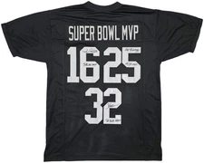 SALE! Raiders SB MVPs Fred Biletnikoff, Plunkett, Marcus Allen Auto Black Jersey