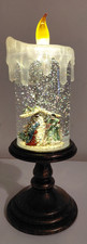 Nativity Scene Sparkly Snow Globe Flameless Candle Battery Operated Lighted 10"