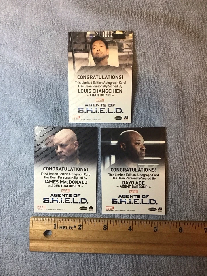 3 Autograph Marvel Agents Of Shield Cards James Macdonald Luis Changchien Dayo A - Image 2 of 4