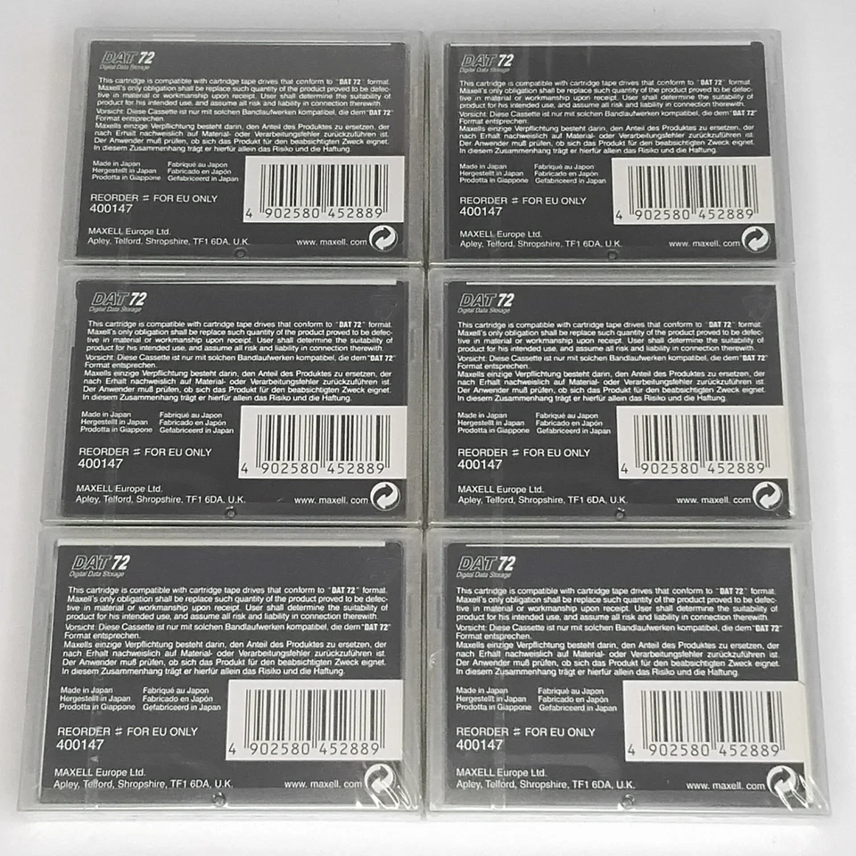 6 Stück DDS-5-Datensicherungskassetten Maxell DAT 72, 170 m, 72/36 GB, unbenutzt - Bild 2 von 4