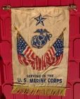 Vtg USMC WW2 Flag US Marine Corps Navy Military Banner 17” X 12” United States