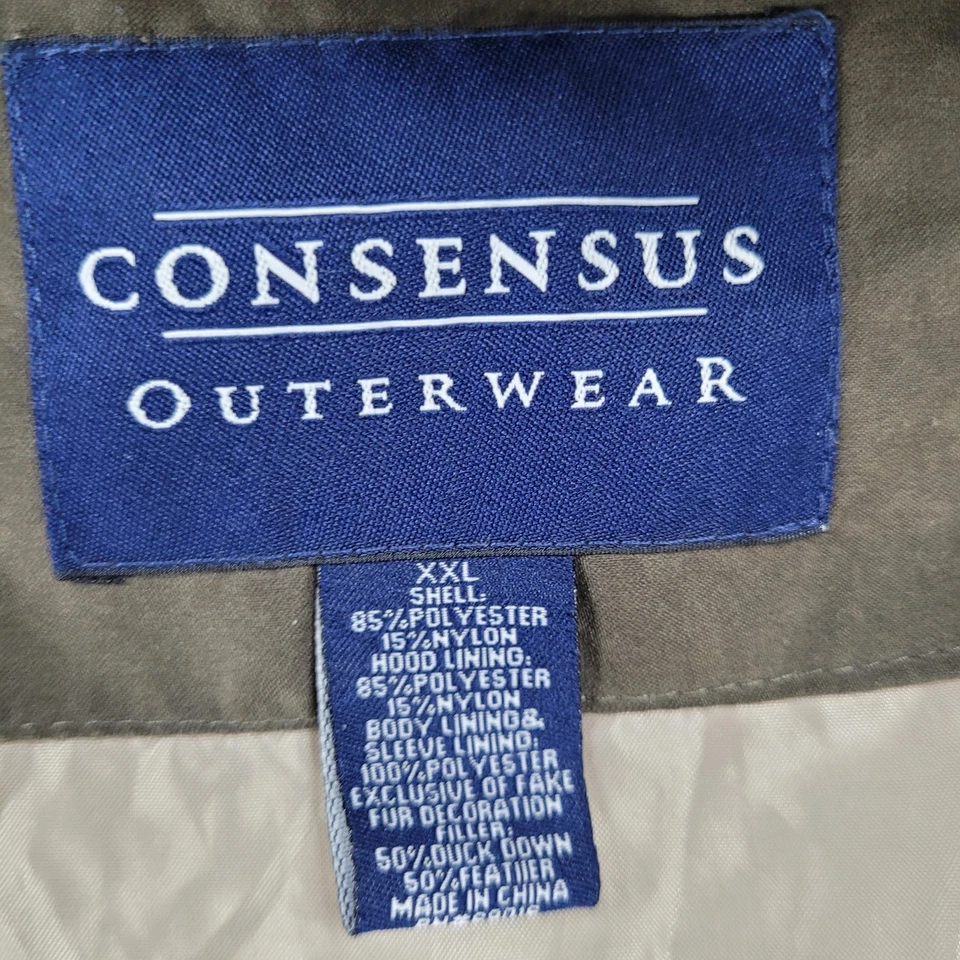 Chaqueta Consensus Beige Plumón de Pato Pluma Aislada Con Capucha Bolsillos Internos Talla XXL Foto 3 de 4