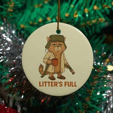 Christmas Vocation Cat Ceramic Ornament - Litter  s Full Vibes Holiday Keepsake