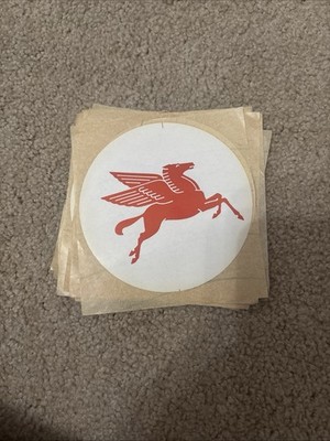 NOS Vintage Mobil Oil Flying Pegasus 4'' Sticker Decal - Unused and Original
