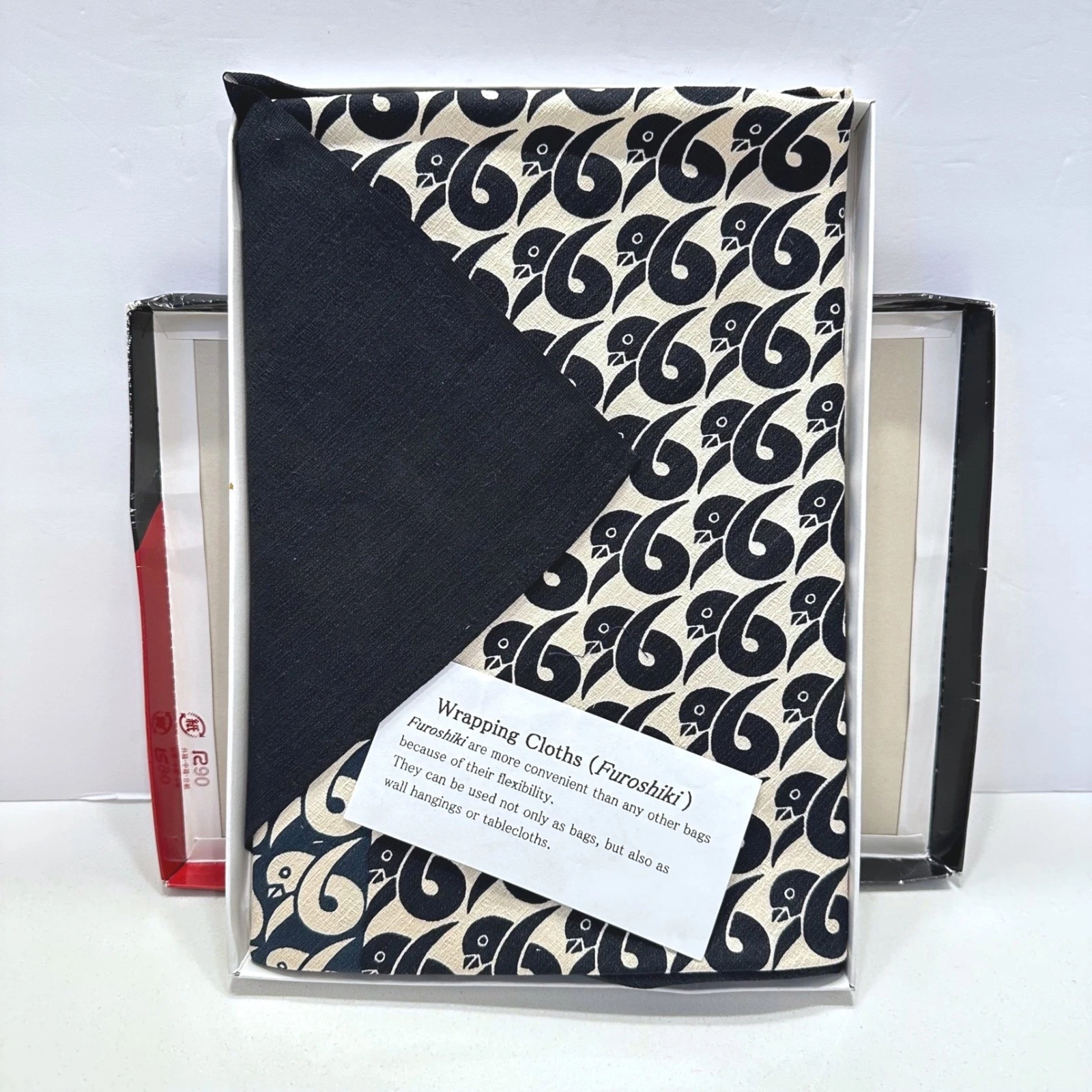 Fujimiyabi Japanese Furoshiki Wrapping Cloth Black Chidori Bird Cotton 41x41