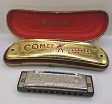 Vintage M. Hohner Comet Harmonica w/ Original Case W/ Bluesband Harp