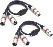 XLR Splitter Cable - XLR Female to Dual Male 3 Pin Patch Y Cable Balanced Mic...