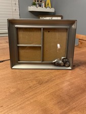 pewter 3-D three slot picture frame, baby booties
