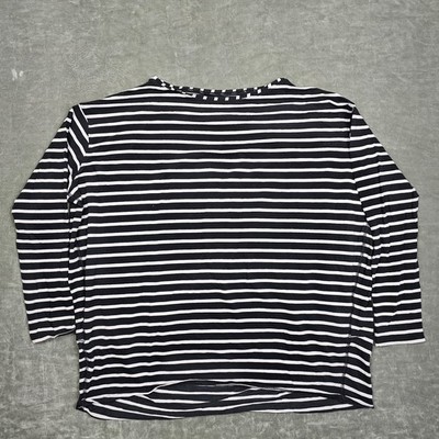 Lululemon Shirt Womens Large Black Striped 3/4 Sleeve Dolman Oversized