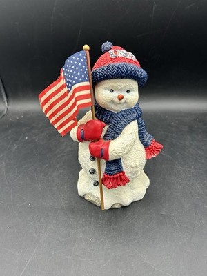 Henry #1 Fan of Old Glory Snowman & Flag Figurine Ridgewood Collection (Chips)