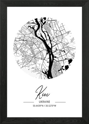 Kiew Gebiet Stadtplan Gerahmtes Wandbild Poster Leinwanddruck Bild