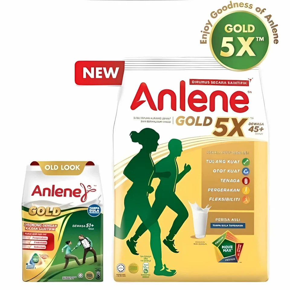 5 paquetes de leche en polvo Anlene Gold 5X 1 kg adulto 45+ años o más Foto 3 de 4