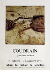 Brigitte COUDRAIN Poster Signed Board Expo Paris 1976 Art Engraving Music