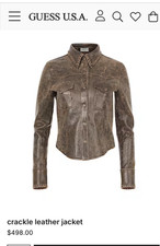$498 GUESS genuine LEATHER crackle western Sz...