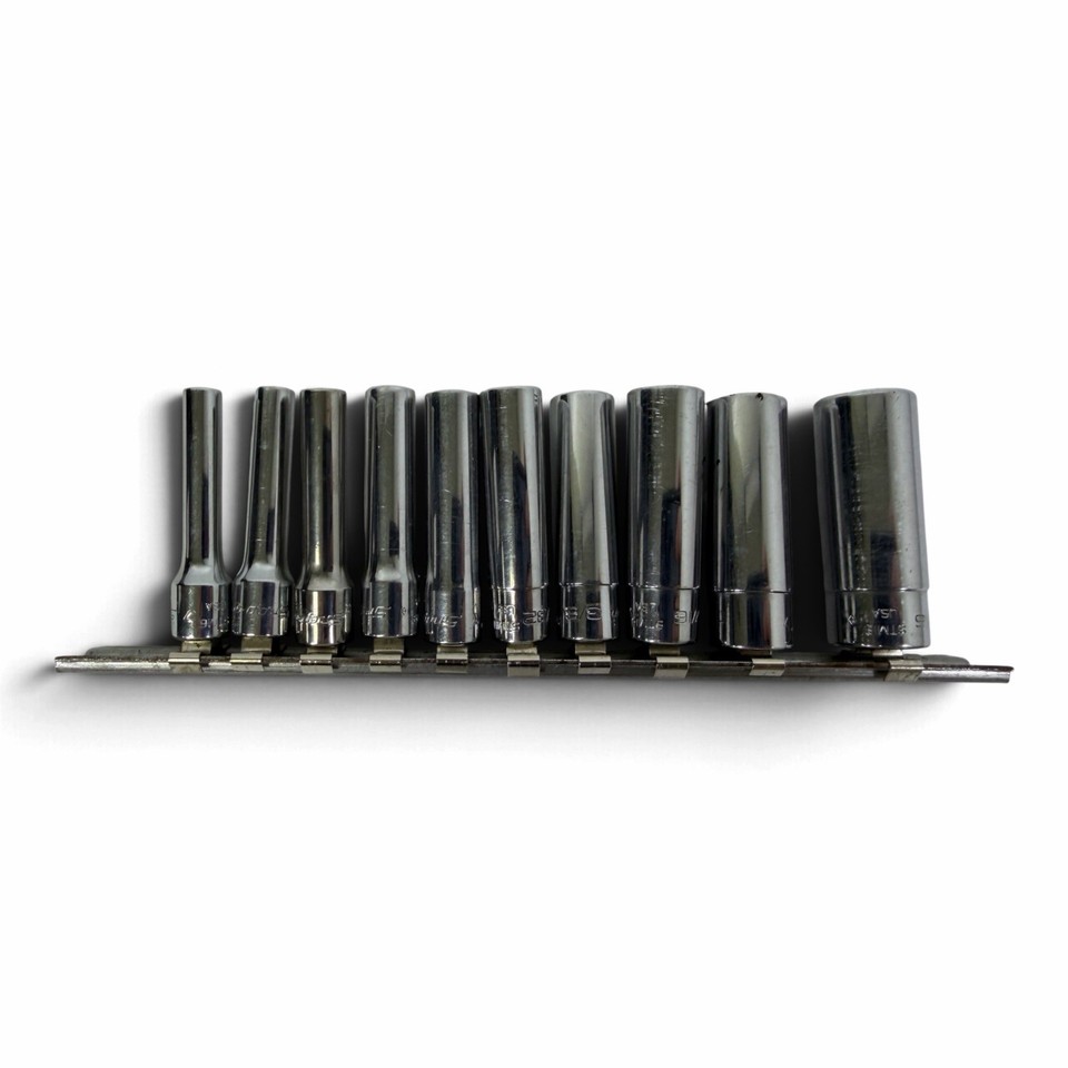 Vintage Snap-on 10pc 1/4" Drive 6 Point SAE Flank Drive Deep Socket set ...