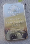 1 oz. 1980's ENGELHARD logo art bar .999 fine silver