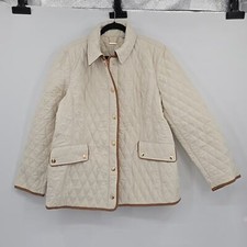 Chico's Quielted Mid Length Jacket Natural Cream Women's Size 3 XL
