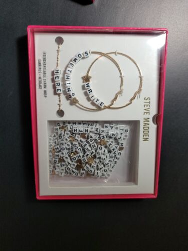Steve Madden Interchangeable  Gold Tone Hoop Earrings and Necklace - Picture 1 of 8
