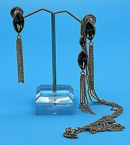 Vintage Aurora Made With Swarovski Elements Pendant And Earrings Set Gold Metal