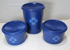 Lot of 3 Vtg Tupperware Servalier Canisters B...