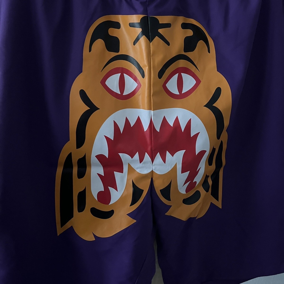 BAPE Purple Tiger SHORTS sz M Bathing Ape Japan Polyester Elastic