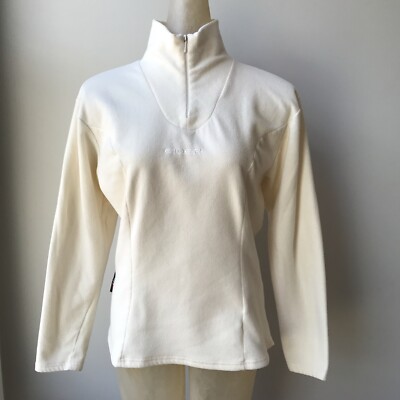VINTAGE EIDER FLEECE PULLOVER Cream Microfiber 1/4 Zip  SZ 44 Made in France