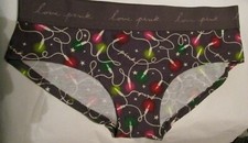 NEW Victoria Secret PINK Hipster Panties Christmas Lights Print Medium