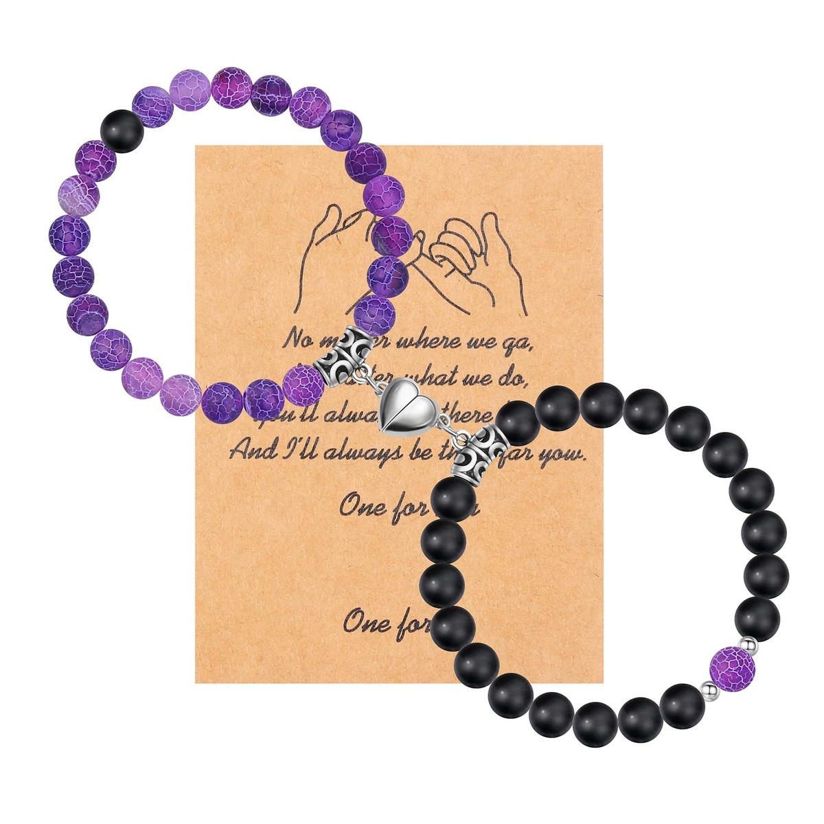 Magnetic Heart Shaped Couple Bracelets Beaded Matching 