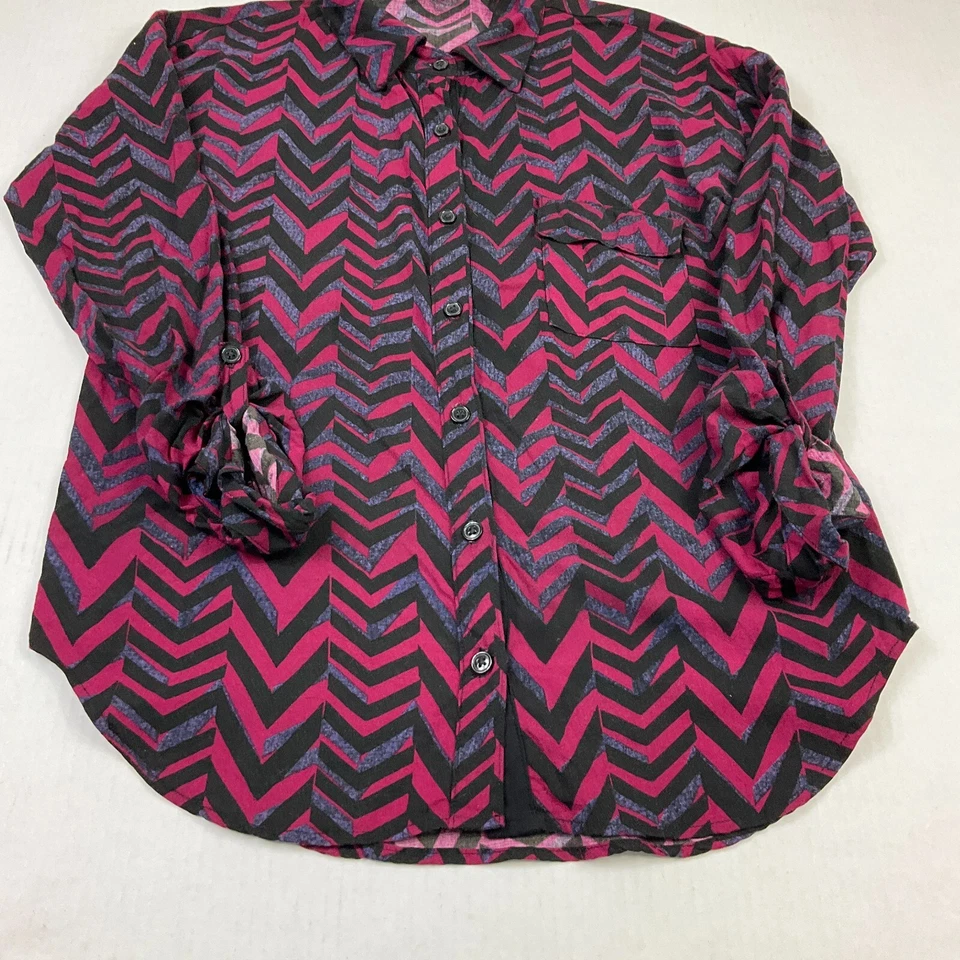 Camisa feminina esplêndida com botão frontal estampada manga longa gola redonda XS - Imagem 2 de 4