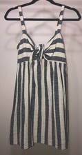 Cooperative Urban Outfitters Blue & Ivory Striped Tie Front Mini Dress Size 4