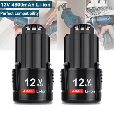 2X 12V 4.8Ah Lithium Battery BAT411 BAT412 BAT414 GSR GDR GSB GWI For Bosch
