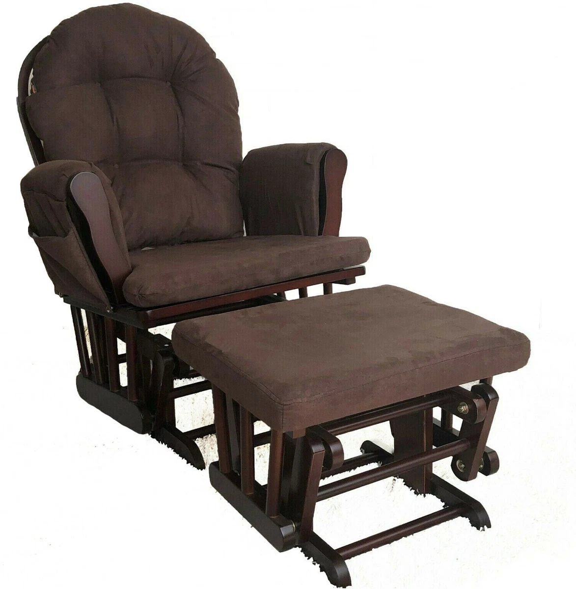 Brown Maternity Nursing Glider Rocking Chair Gliding With Stool