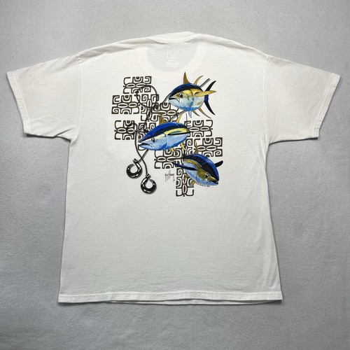 Guy Harvey T Shirt 2005 Mens L White Graphic Fishing Pocket Short Sleeve Nature - Picture 1 of 11