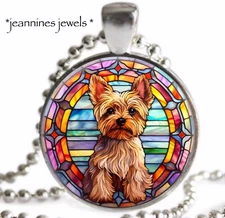 Yorkshire Terrier Faux Stained Glass Necklace Yorkie Dog Mom Gift ART PRINT
