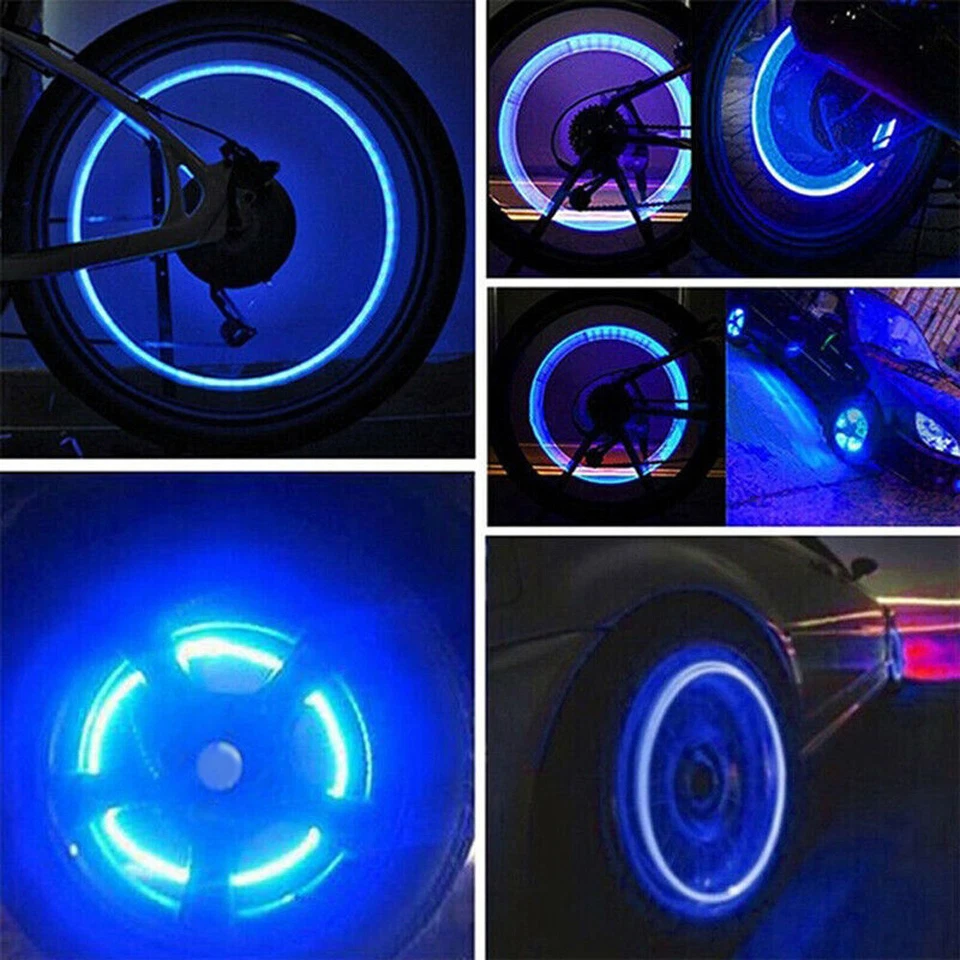 4x Blue Car Wheel Tire Tyre Air Valve Stem LED Light Caps Cover Accessories Bike - Image 3 of 4