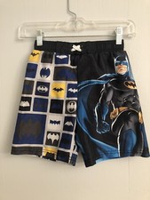 Officially Licensed Batman Boys Blue Superhero Swim Trunks Board Shorts Sz 7