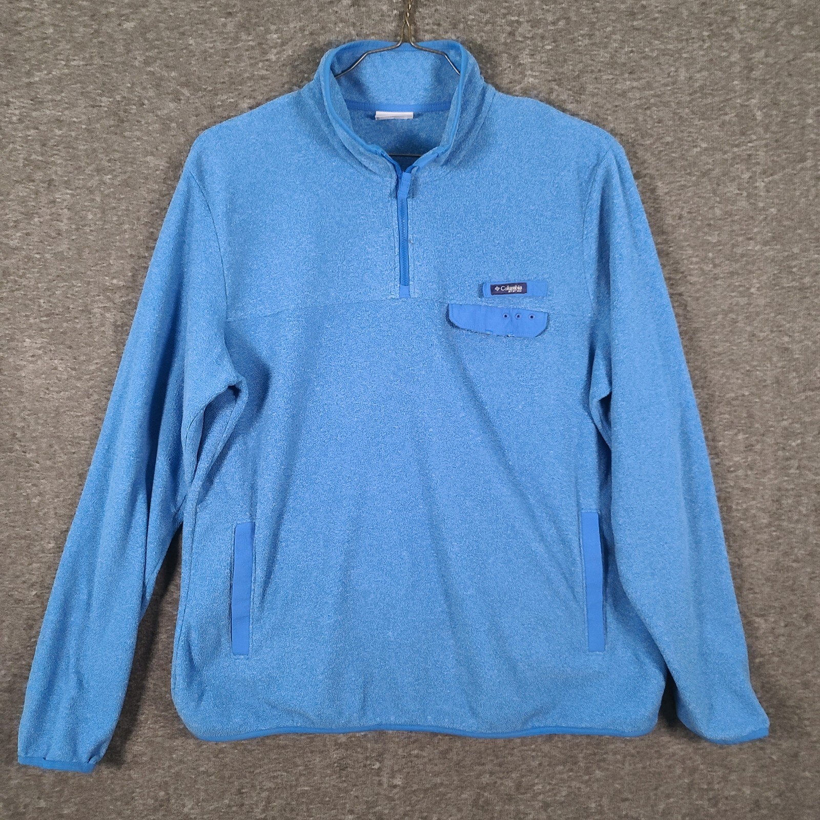 Columbia PFG Jacket Men's XL 1/4 Zip Blue Fleece Pullover Long Sleeve