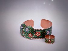 Colorful Copper Ring, Earrings and Bracelet Set Handcrafted Perfect For Gift F04
