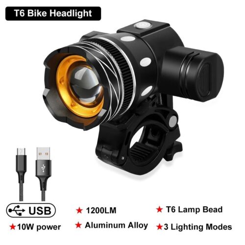 5000mAh Bicycle Light T6 USB Battery Adjustable Zoom Headlight Lamp - Picture 1 of 11