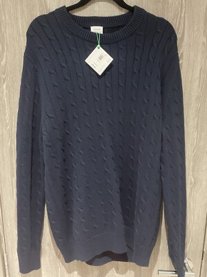 John Lewis Brand New Navy Blue Cotton Cable Crew Neck Jumper