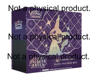 1x Paldean Fate Pokemon ETB - New Set - TCG Code Card - Unused - E