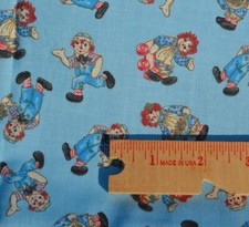 VINTAGE RAGGEDY ANN/ANDY ON LIGHT BLUE - BTFQ - 18"X22"